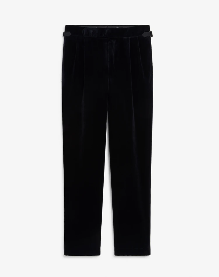 DUNHILL FORMAL TROUSERS Man Velvet Double Pleated Evening Trousers f