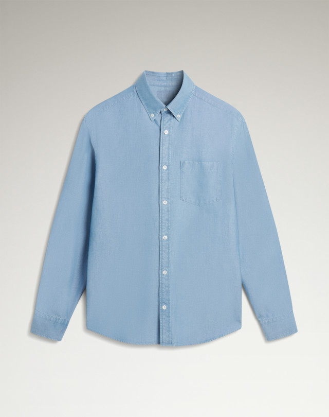 DUNHILL Cotton Chambray Buttondown Shirt LONG SLEEVE CASUAL SHIRTS Man f