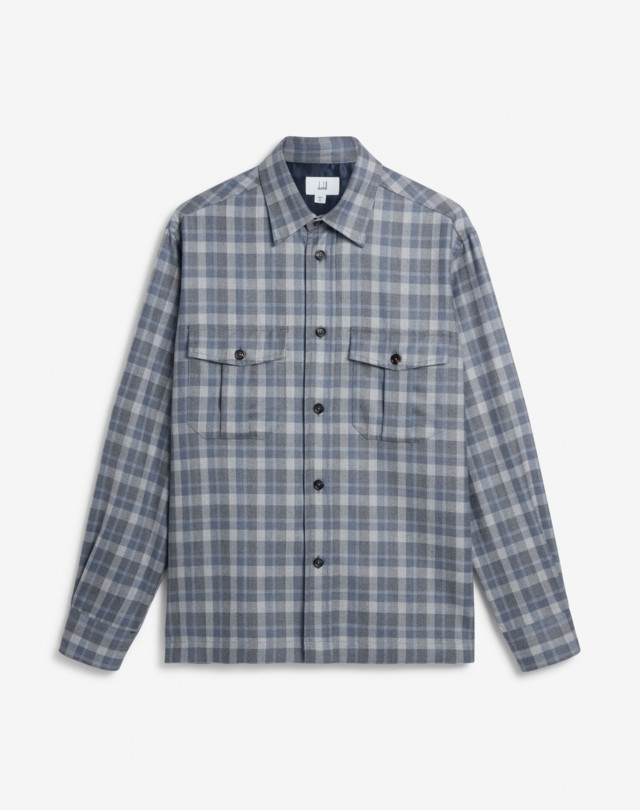 DUNHILL Wool Cashmere Check Military Overshirt LONG SLEEVE CASUAL SHIRTS Man f