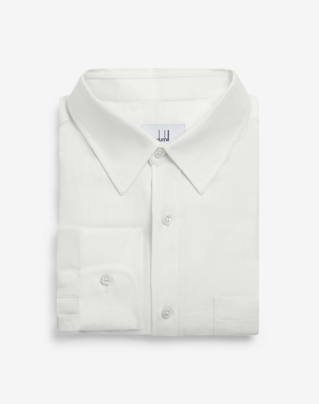 DUNHILL Cotton Cashmere Herringbone Spread Collar Formal Shirt FORMAL SHIRTS Man f