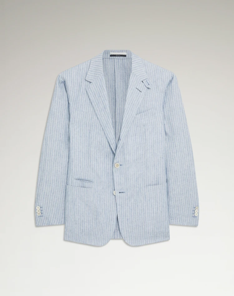 DUNHILL BLAZER Man Linen Stripe Cavendish Single Breasted Sports Coat f