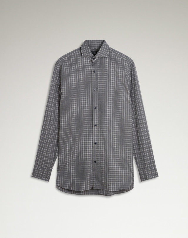 DUNHILL Cotton Tattersall Check Spread Collar Shirt FORMAL SHIRTS Man f