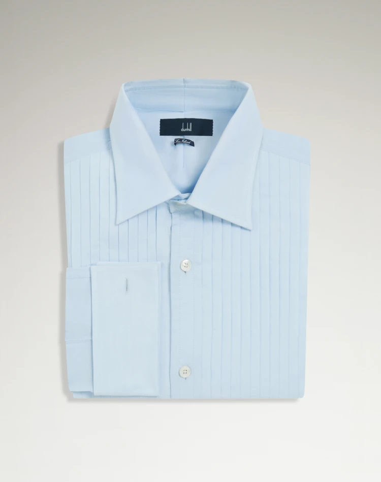 DUNHILL FORMAL SHIRTS Man Cotton Pleated Bib Point Collar Formal Shirt f