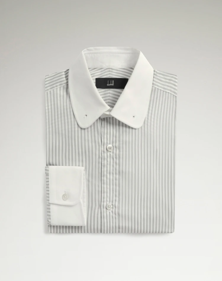 DUNHILL FORMAL SHIRTS Man Giza Cotton Twill Stripe Club Collar Shirt f