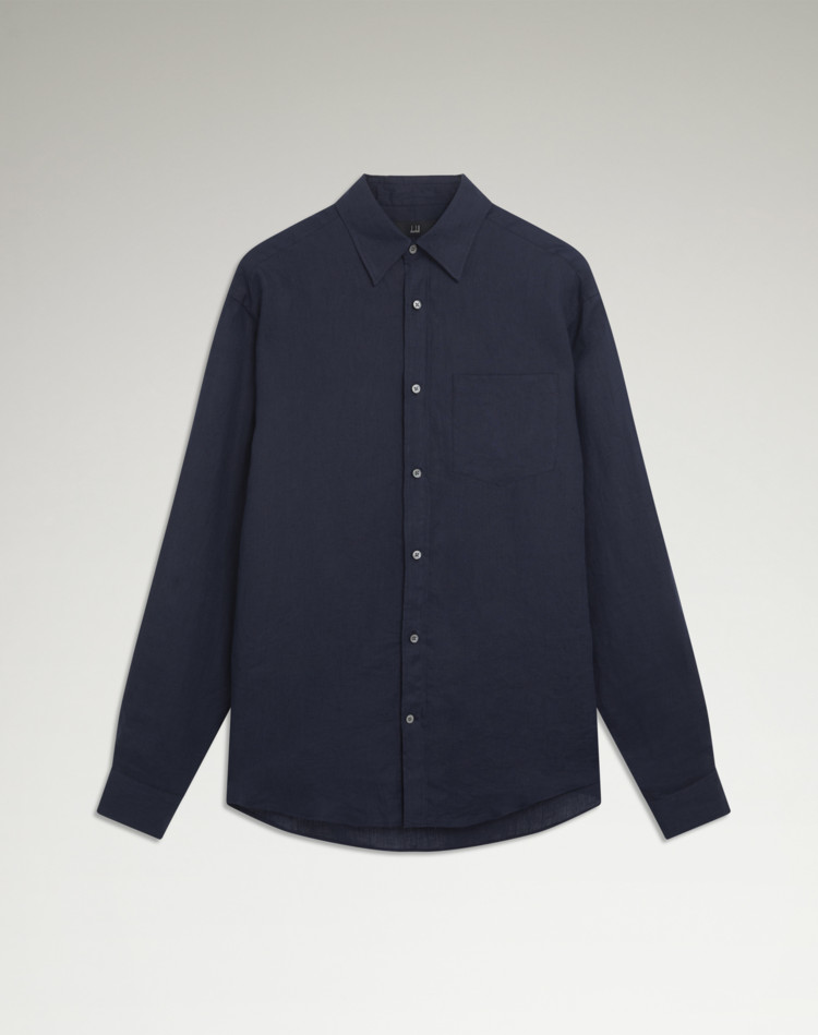 DUNHILL LONG SLEEVE CASUAL SHIRTS Man Linen Button Down Shirt f