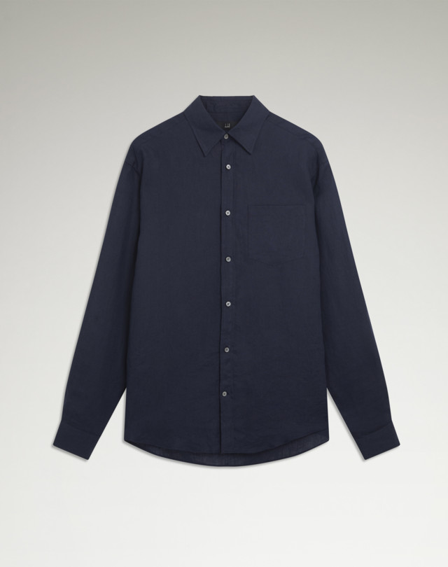 DUNHILL Linen Button Down Shirt LONG SLEEVE CASUAL SHIRTS Man f