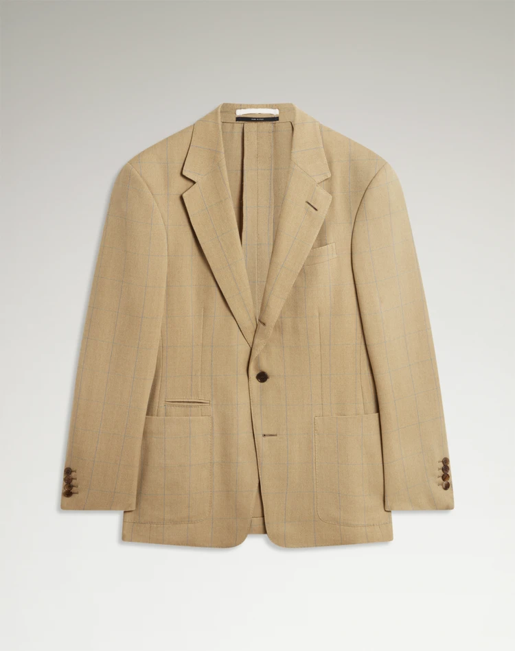 DUNHILL BLAZER Man Wool Twill Windowpane Check Bourdon Sports Coat f