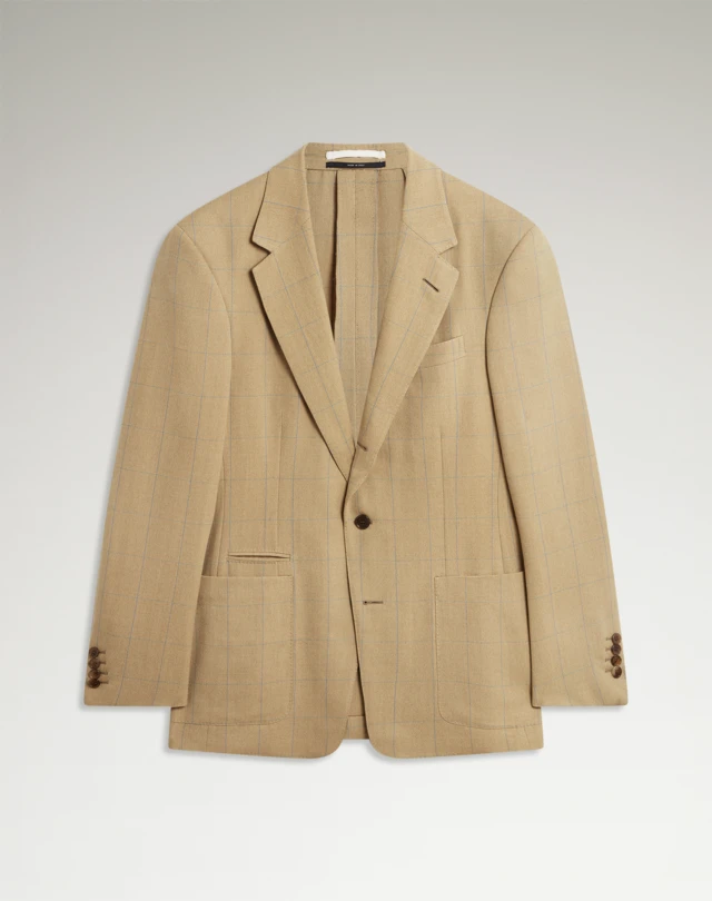 DUNHILL Wool Twill Windowpane Check Bourdon Sports Coat BLAZERS Man f
