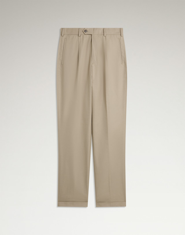 DUNHILL Cotton Silk Herringbone Single Pleat Trousers FORMAL TROUSERS Man f