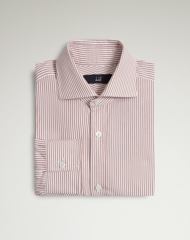 DUNHILL Cotton Pinstripe Long Sleeve Spread Collar Shirt FORMAL SHIRTS Man f