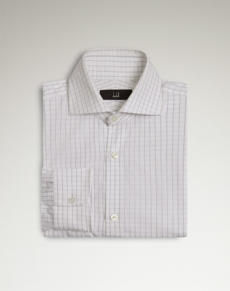 DUNHILL FORMAL SHIRTS Man Giza Cotton Tattersall Check Long Sleeve Spread Collar Shirt f