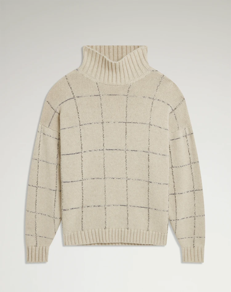 DUNHILL JUMPERS Man Cashmere Check Intarsia High Neck Jumper f