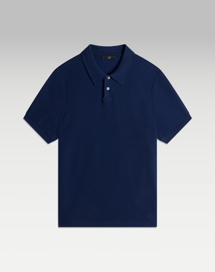 DUNHILL POLOSHIRT Herren Kurzärmliges Poloshirt aus Baumwollpikee mit „AD Cypher“-Stickerei f