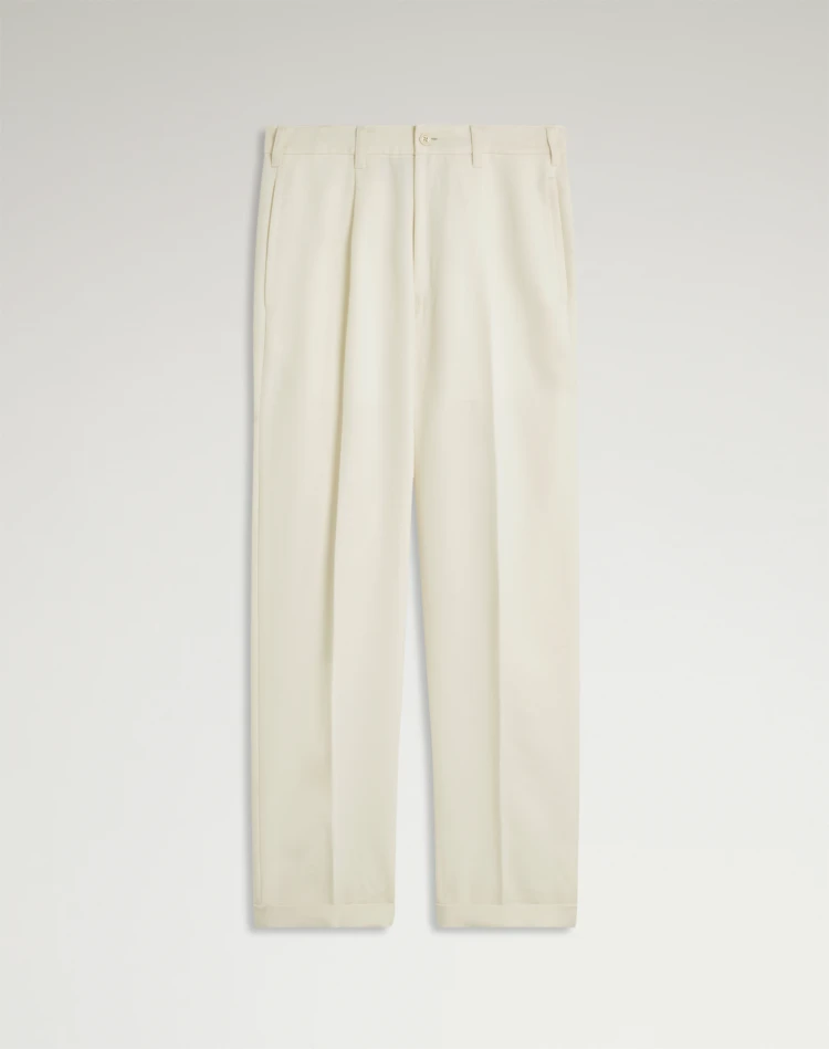 DUNHILL CHINOS Man Cotton Wool Mohair Drill Single Pleat Tapered Chinos f