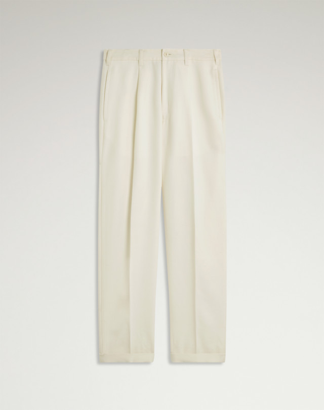 DUNHILL Cotton Wool Mohair Drill Single Pleat Tapered Chinos CHINOS Man f