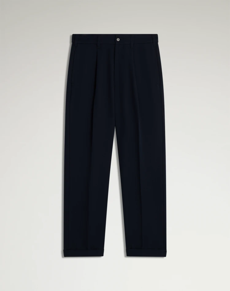 DUNHILL CHINOS Man Cotton Wool Mohair Drill Single Pleat Tapered Chinos f