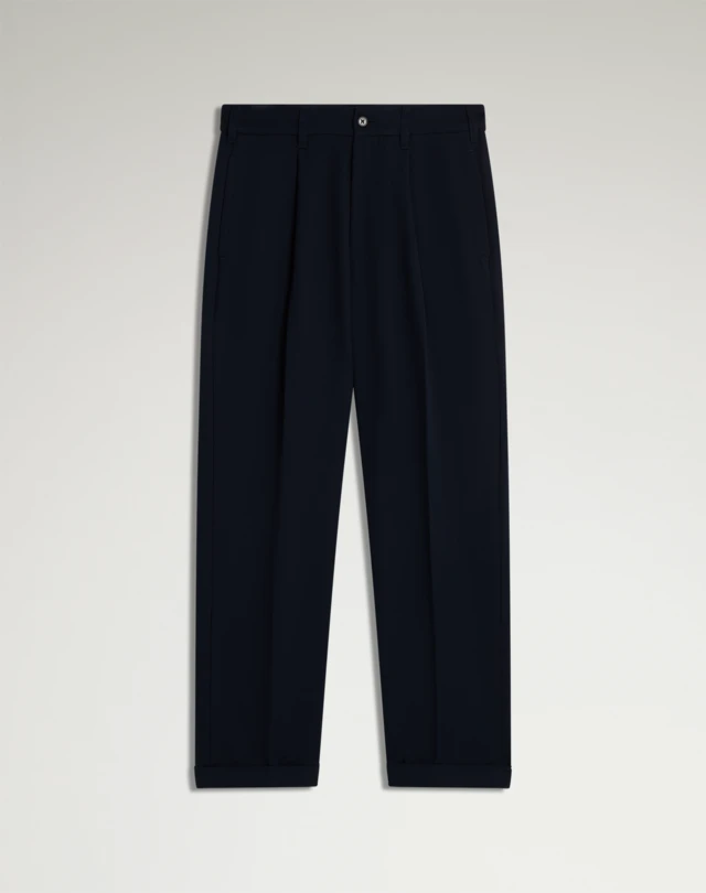 DUNHILL Cotton Wool Mohair Drill Single Pleat Tapered Chinos CHINOS Man f