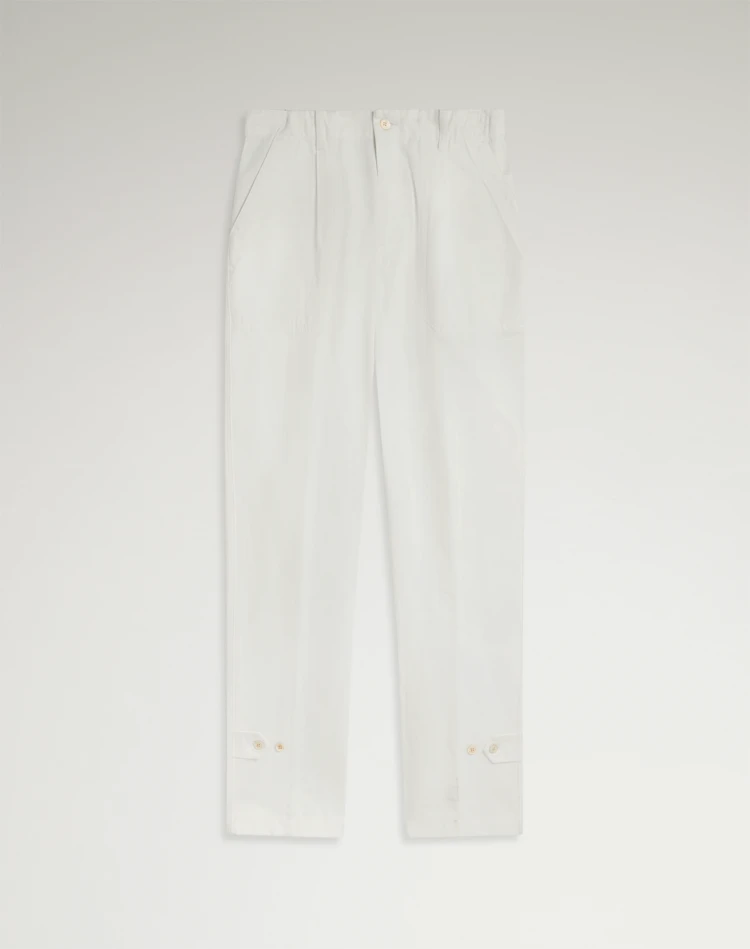 DUNHILL CHINOS Man Cotton Micro Herringbone Single Pleat Tapered Chinos f