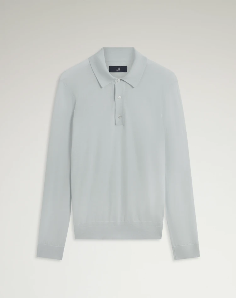 DUNHILL KNITTED POLOS Man Superfine Cashmere Long Sleeve Polo f