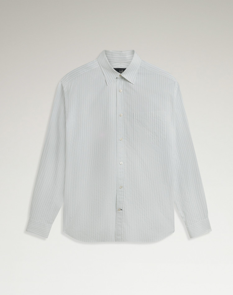 DUNHILL LONG SLEEVE CASUAL SHIRTS Man Cotton Bengal Stripe Long Sleeve Point Collar Shirt f