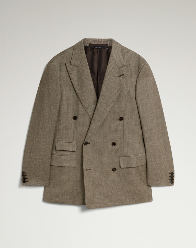 DUNHILL Wool Glen Check Bourdon Double Breasted Jacket BLAZER Man f