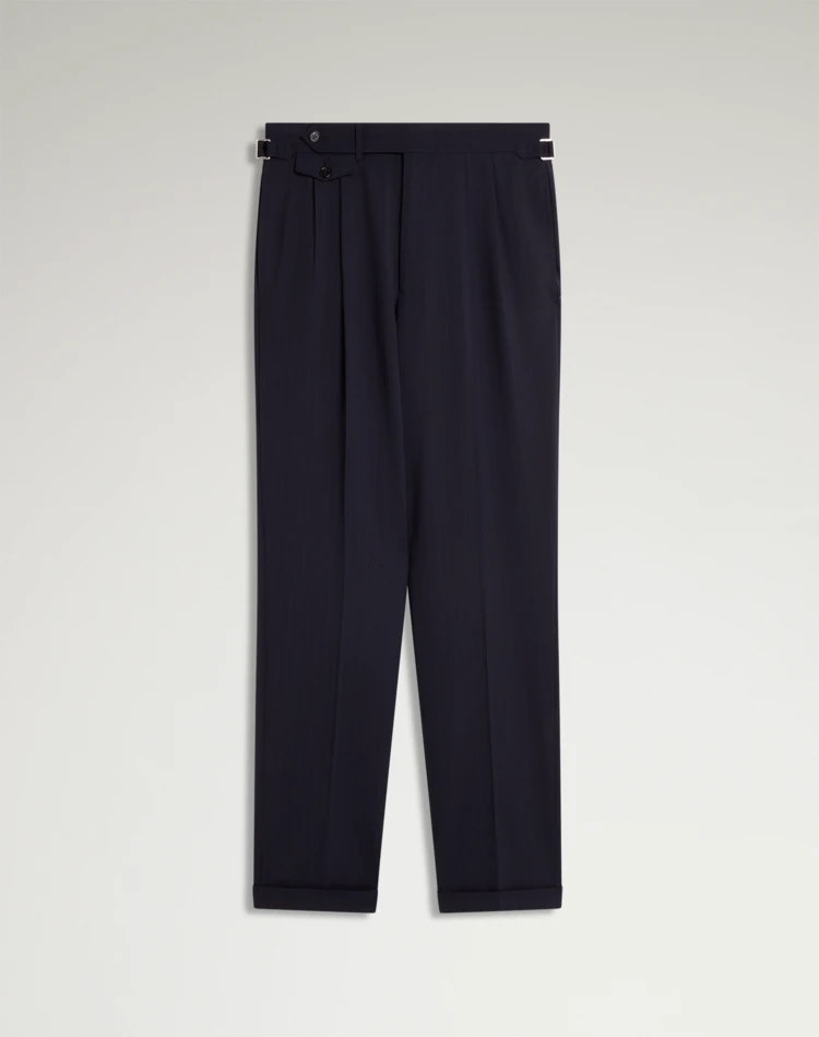 DUNHILL FORMAL TROUSERS Man Wool Super 170's Chalkstripe Double Pleated Trousers f