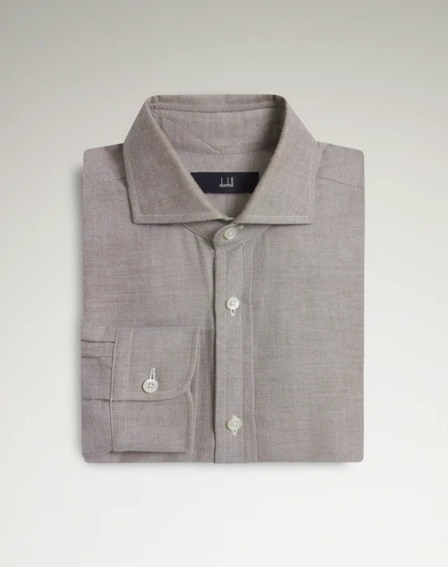 DUNHILL Langärmeliges Oxford-Hemd aus Baumwolle und Kaschmir mit Spreizkragen FORMELLES HEMD Herren f