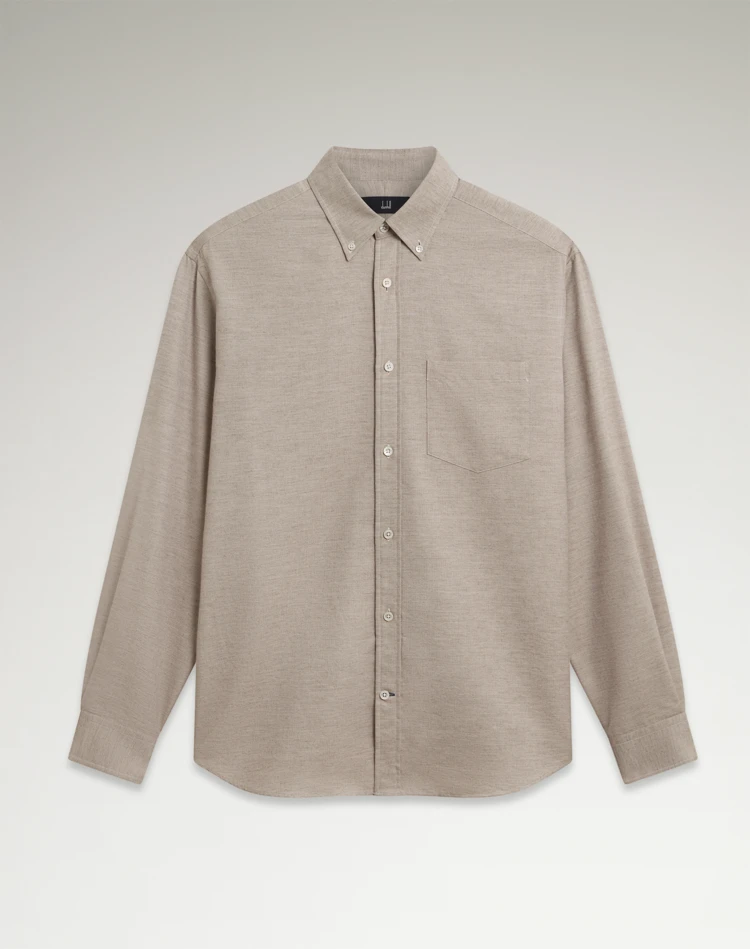 DUNHILL LONG SLEEVE CASUAL SHIRTS Man Cotton Cashmere Long Sleeve Button Down Shirt With Pocket f