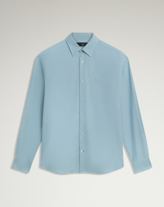 DUNHILL Cotton Cashmere Oxford Long Sleeve Point Collar Shirt LONG SLEEVE CASUAL SHIRTS Man f