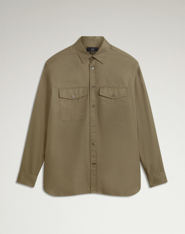 DUNHILL Cotton Gaberdine Garment Washed Two Pocket Shirt LONG SLEEVE CASUAL SHIRTS Man f