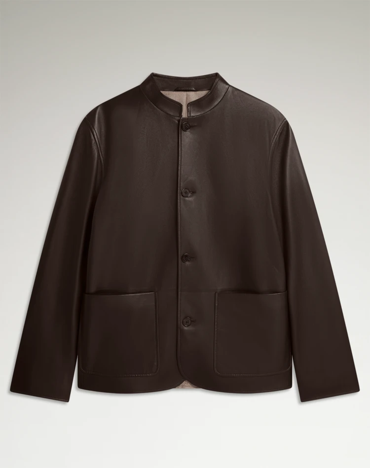 DUNHILL LEATHER JACKETS Man Leather Driving Jacket f