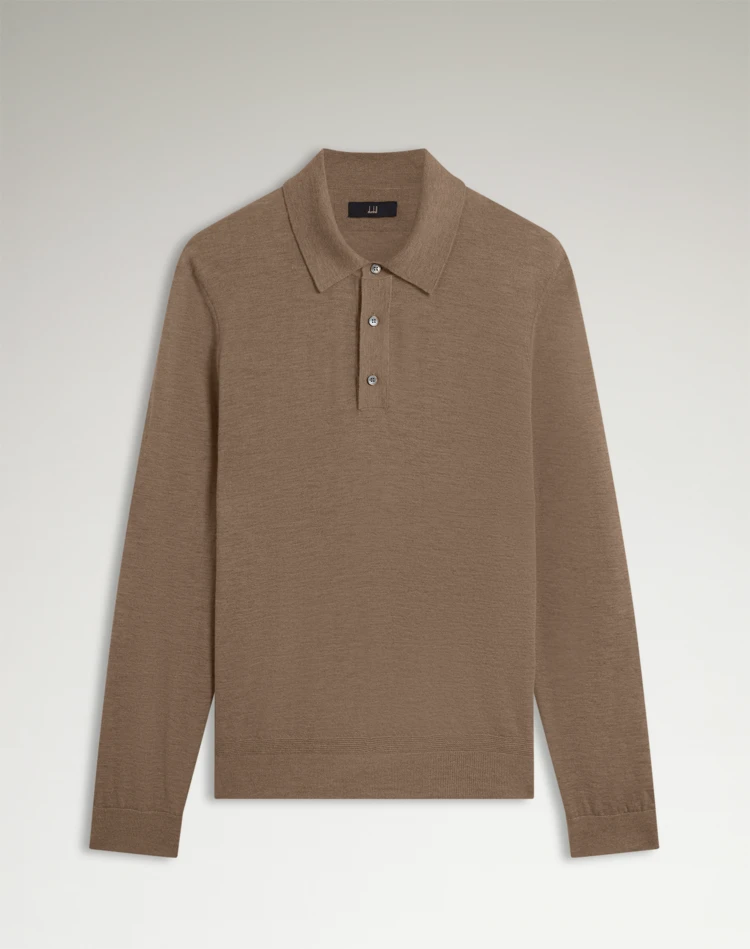 DUNHILL POLOSHIRT Herren Langärmeliges Poloshirt aus feinstem Kaschmir f