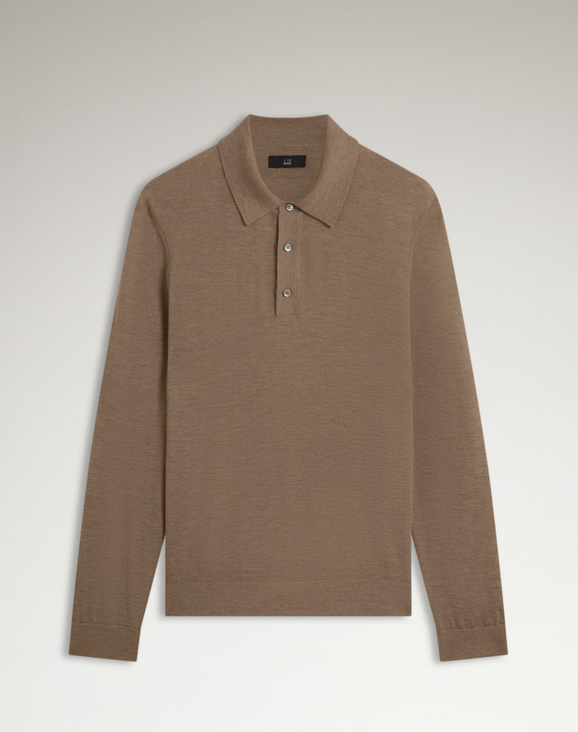 DUNHILL Superfine Cashmere Long Sleeve Polo POLOS Man f