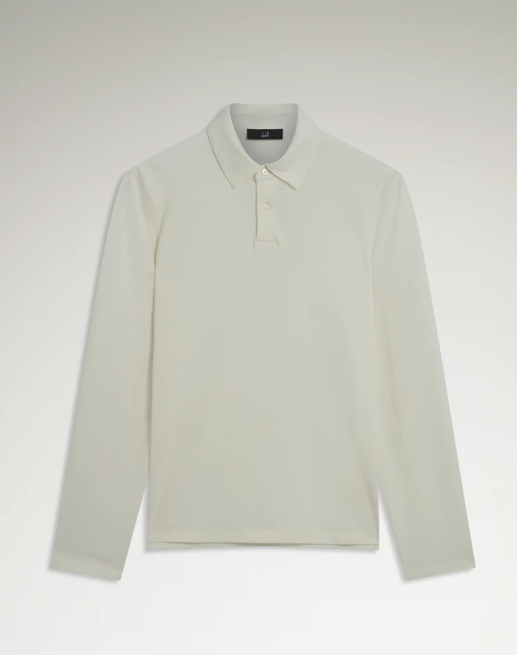 DUNHILL POLOS Man Cotton Silk Pique Long Sleeve Polo f