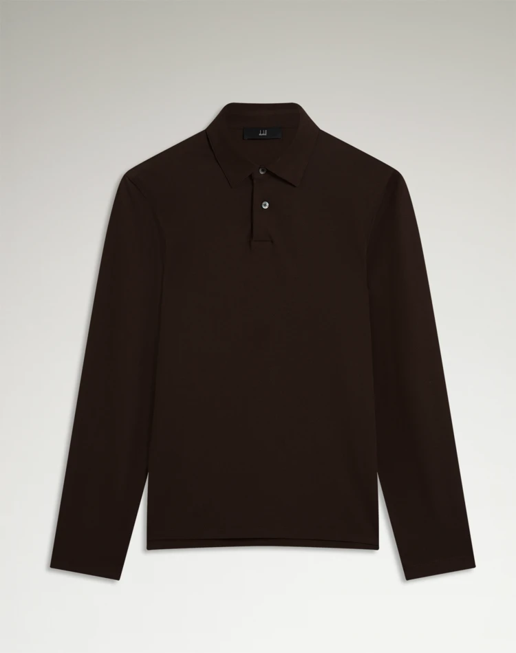 DUNHILL POLOS Man Cotton Silk Pique Long Sleeve Polo f