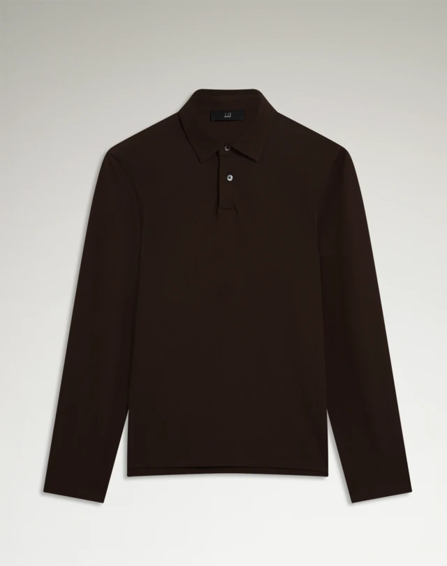 DUNHILL Cotton Silk Pique Long Sleeve Polo POLOS Man f