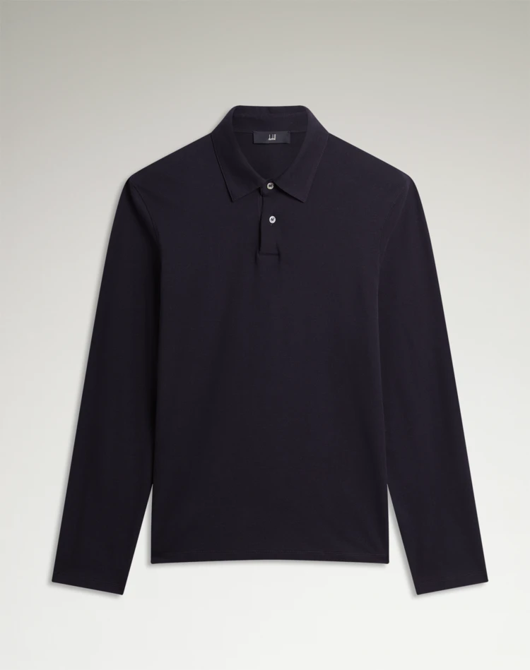 DUNHILL POLOS Man Cotton Silk Pique Long Sleeve Polo f