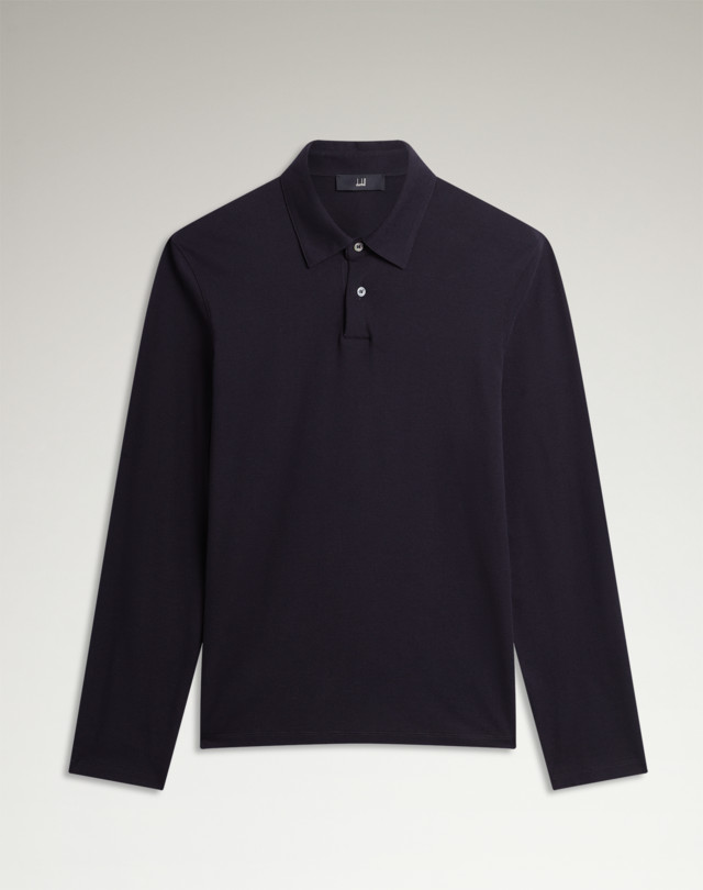 DUNHILL Cotton Silk Pique Long Sleeve Polo POLOS Man f
