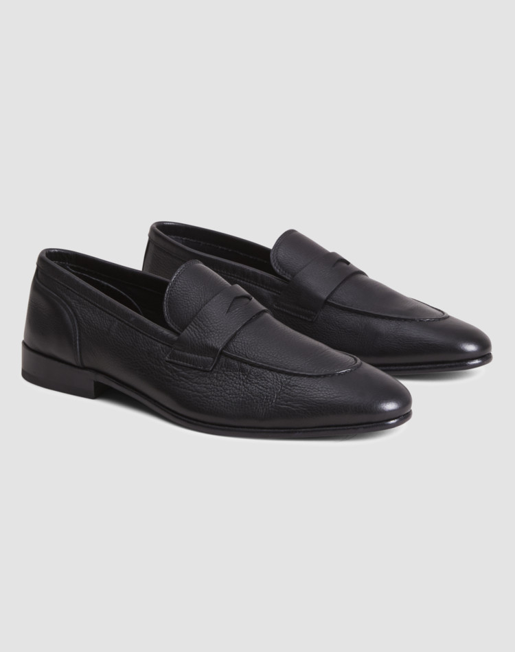 mens black leather loafers uk