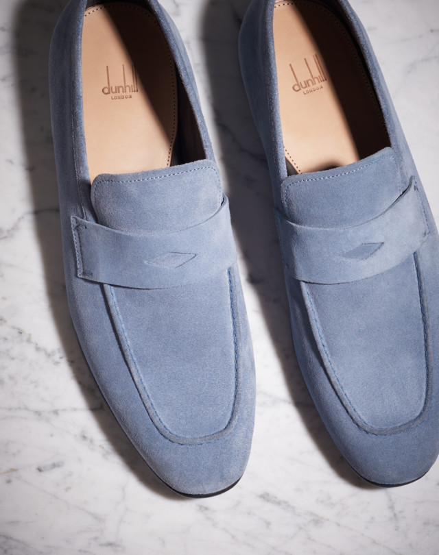 DUNHILL Engine Turn Suede Loafer LOAFERS Man f