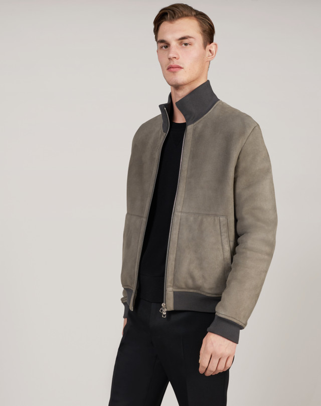 DUNHILL Shearling Leather Track Jacket LEATHER JACKETS Man f