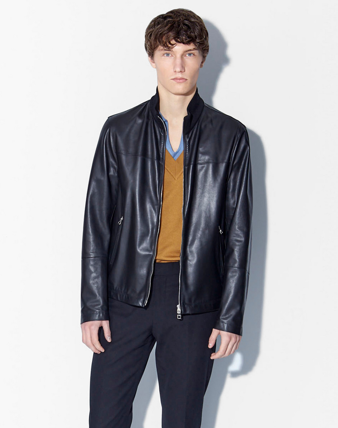 Men's Double Faced Leather Track Jacket | dunhill US Online Store