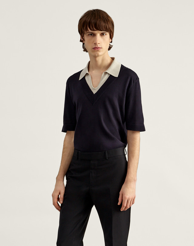 DUNHILL Dual Neckline Polo KNITTED POLOS Man f