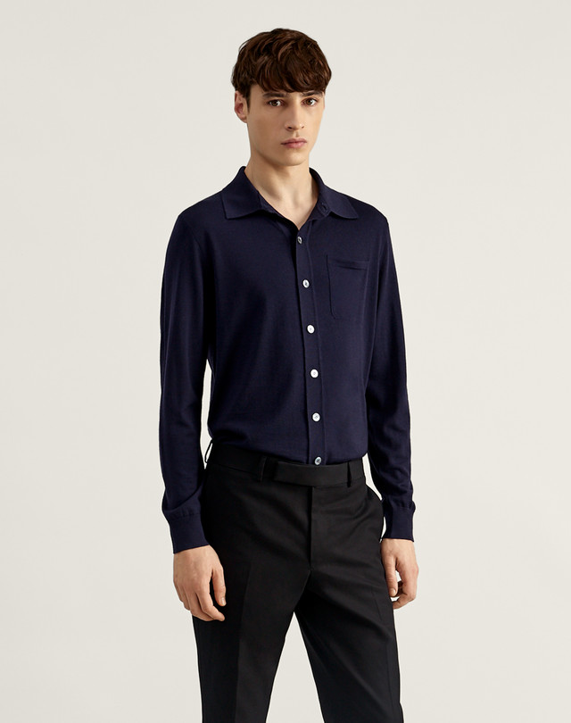 DUNHILL Merino Wool Shirt LONG SLEEVE CASUAL SHIRTS Man f