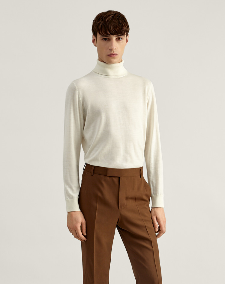 mens merino polo neck sweater