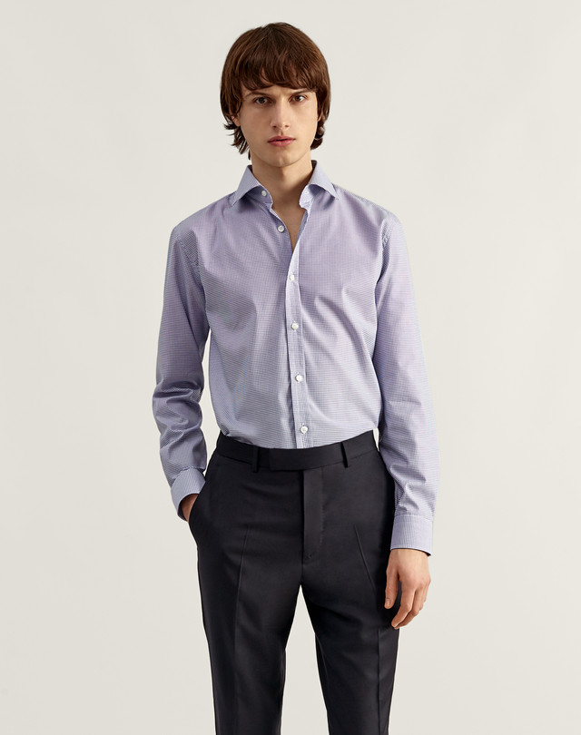 DUNHILL Tattersall Classic Collar Formal Cotton Shirt FORMAL SHIRTS Man f