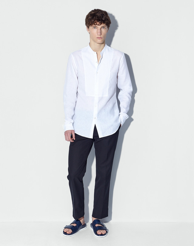 band collar formal shirt