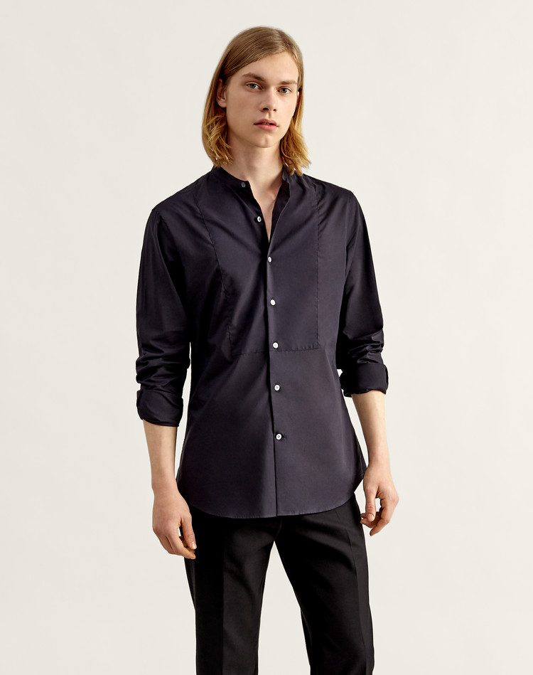 Band Collar Chambray Dress Shirt DUNHILL LONG SLEEVE CASUAL SHIRTS Man Band Collar Chambray Dress Shirt f