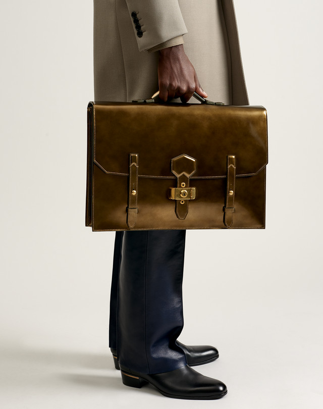 ALFRED DUNHILL ブラウンレザーブリーフケース ALFRED DUNHILL ブラウンレザーブリーフケース