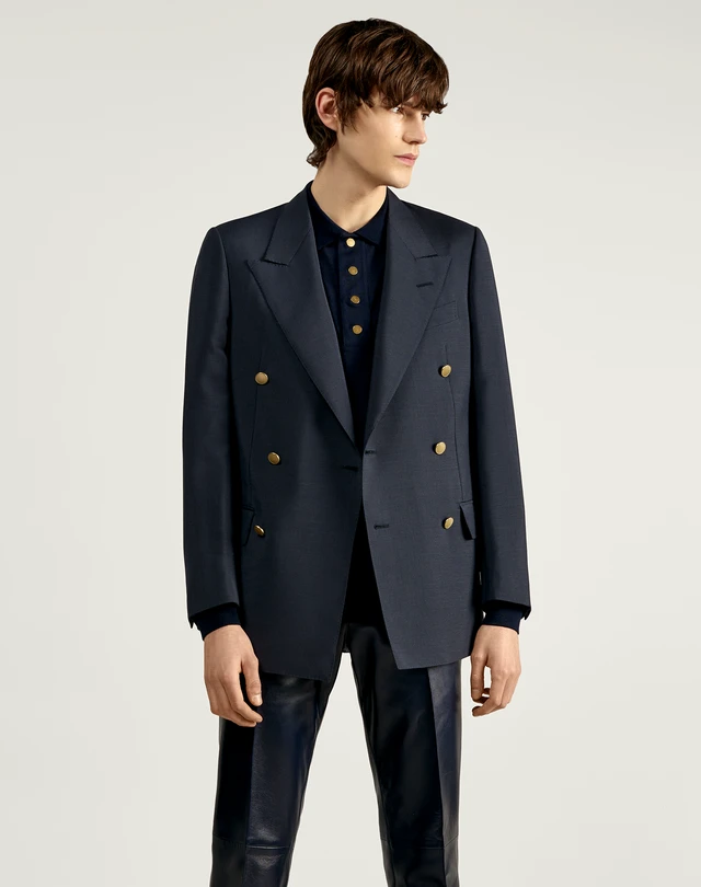 DUNHILL Double-breasted Mohair-Wool Jacket BLAZER Man f